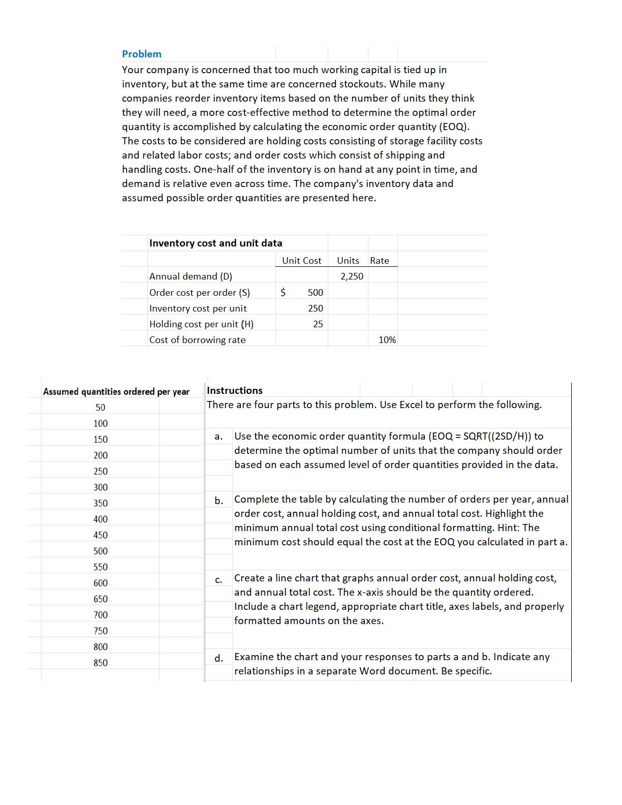 Problem Your company is concerned that too much