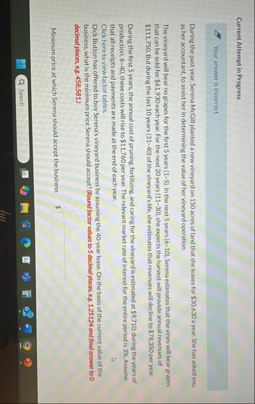 Current Attempt in Progress Your answer is