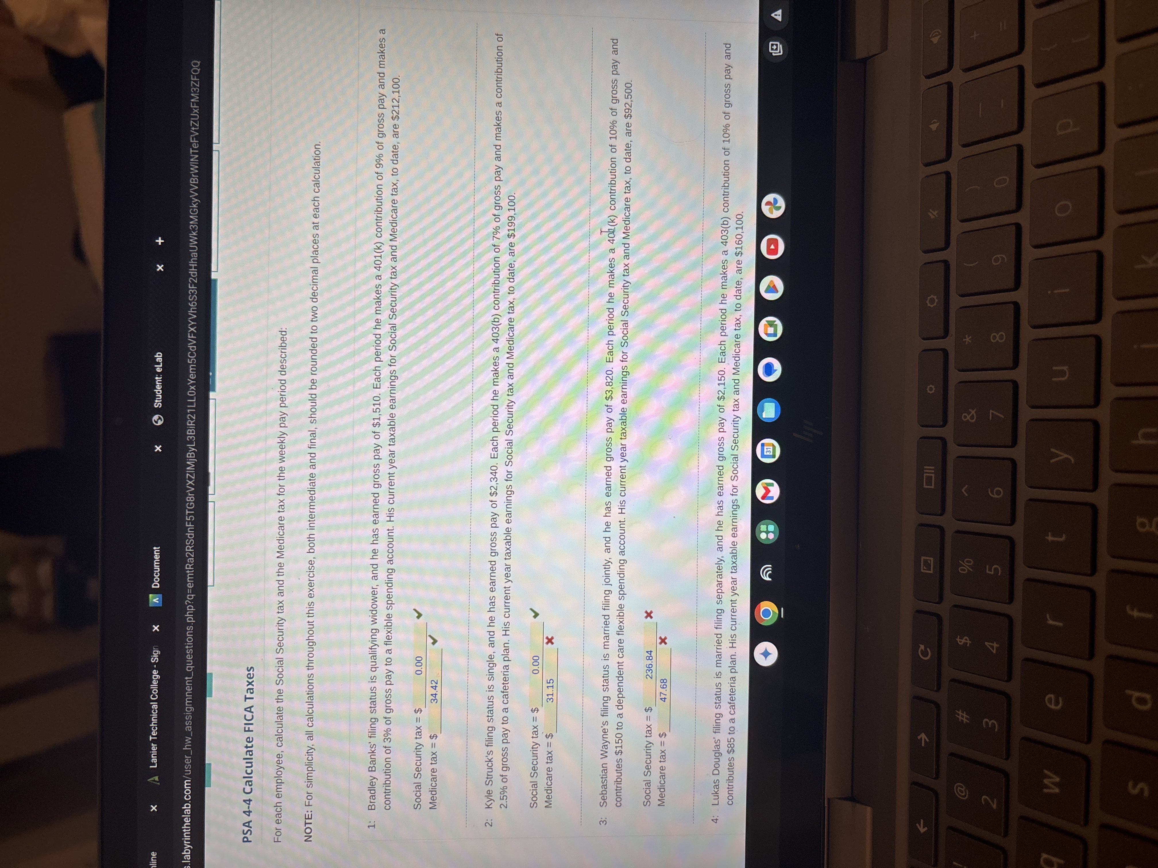 PSA 4 - 4 Calculate FICA Taxes For each employee,