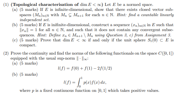 (1) (Topological characterisation of dim E