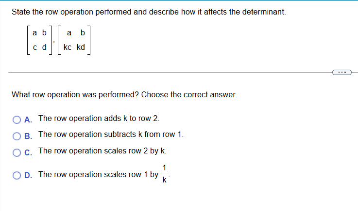 solve it State the row operation performed and