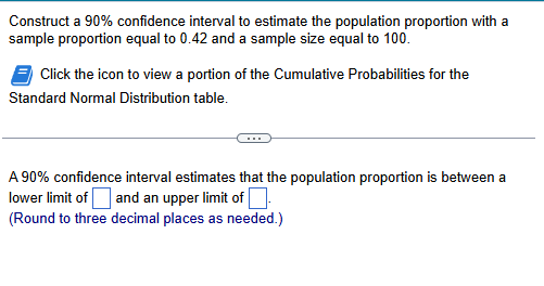 solve it Construct a 90% confidence interval to