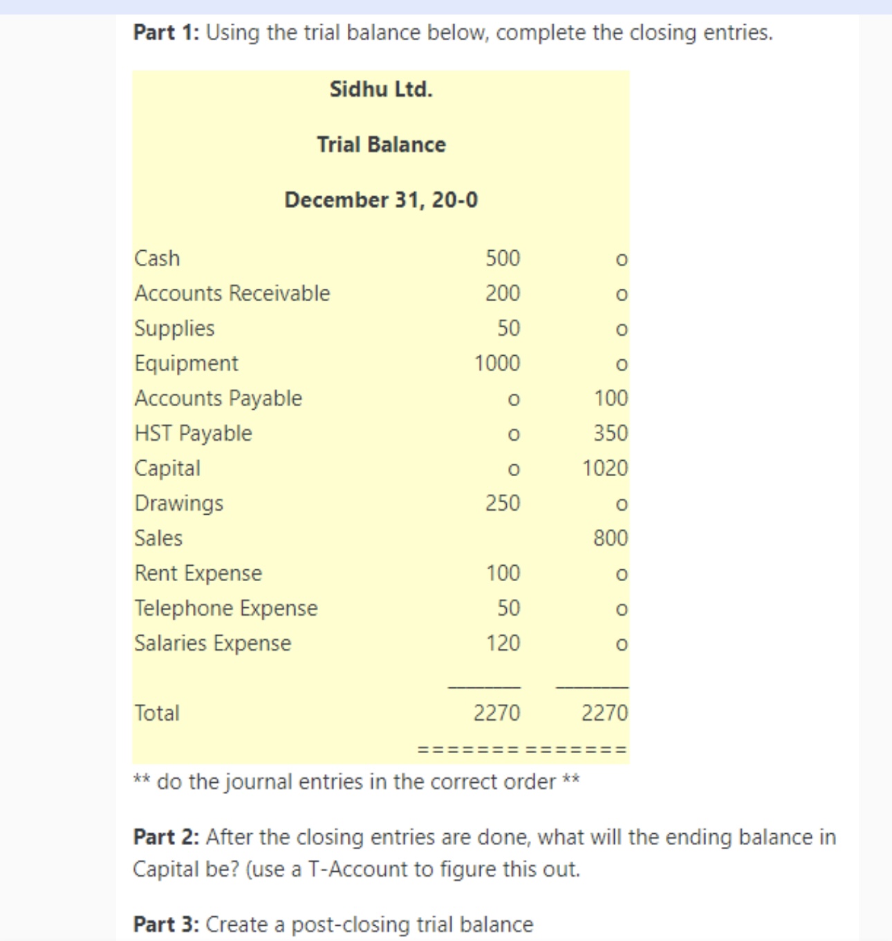 Solve this in detail Part 1: Using the trial