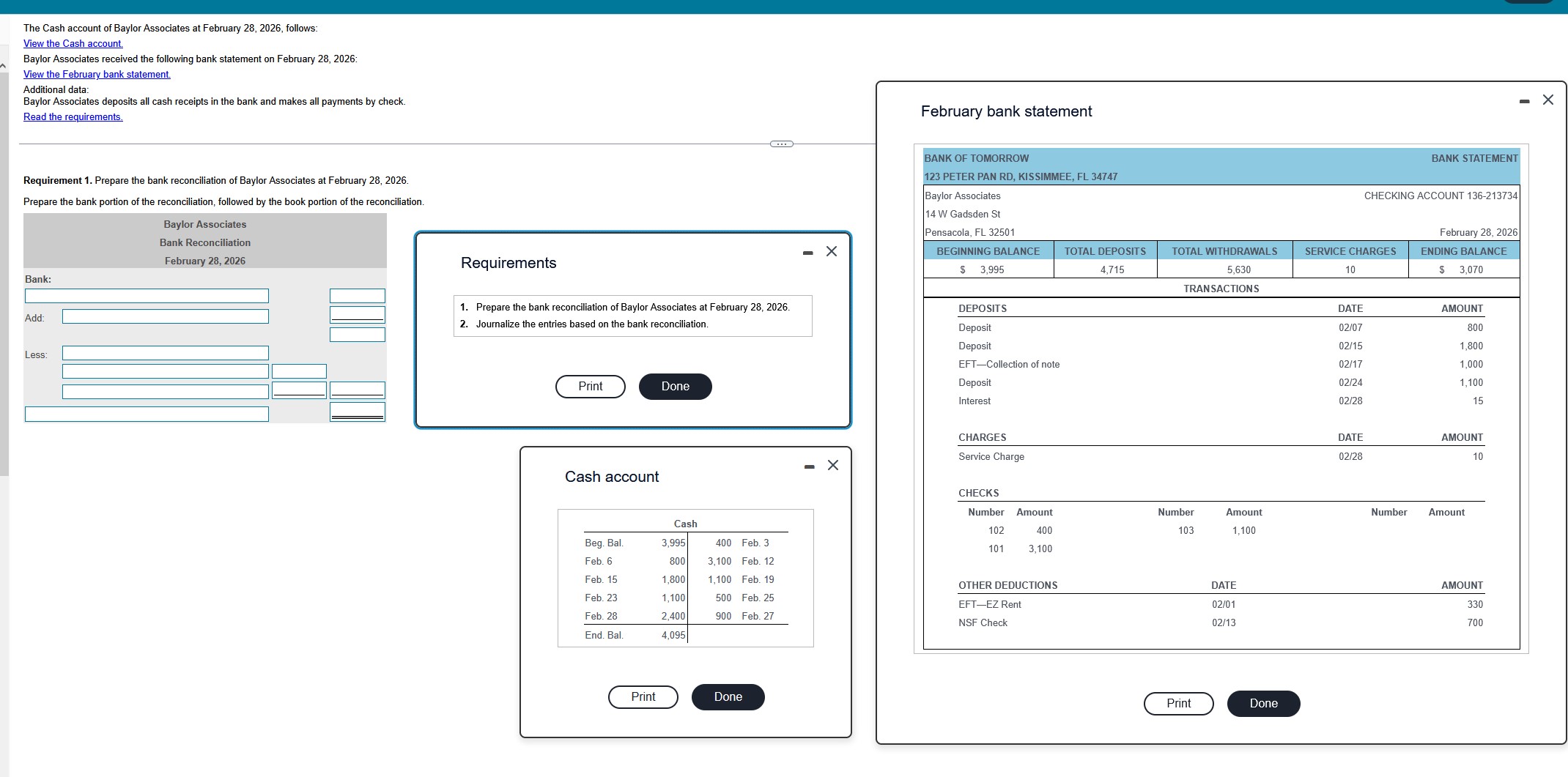 solve and fill out all parts The Cash account of