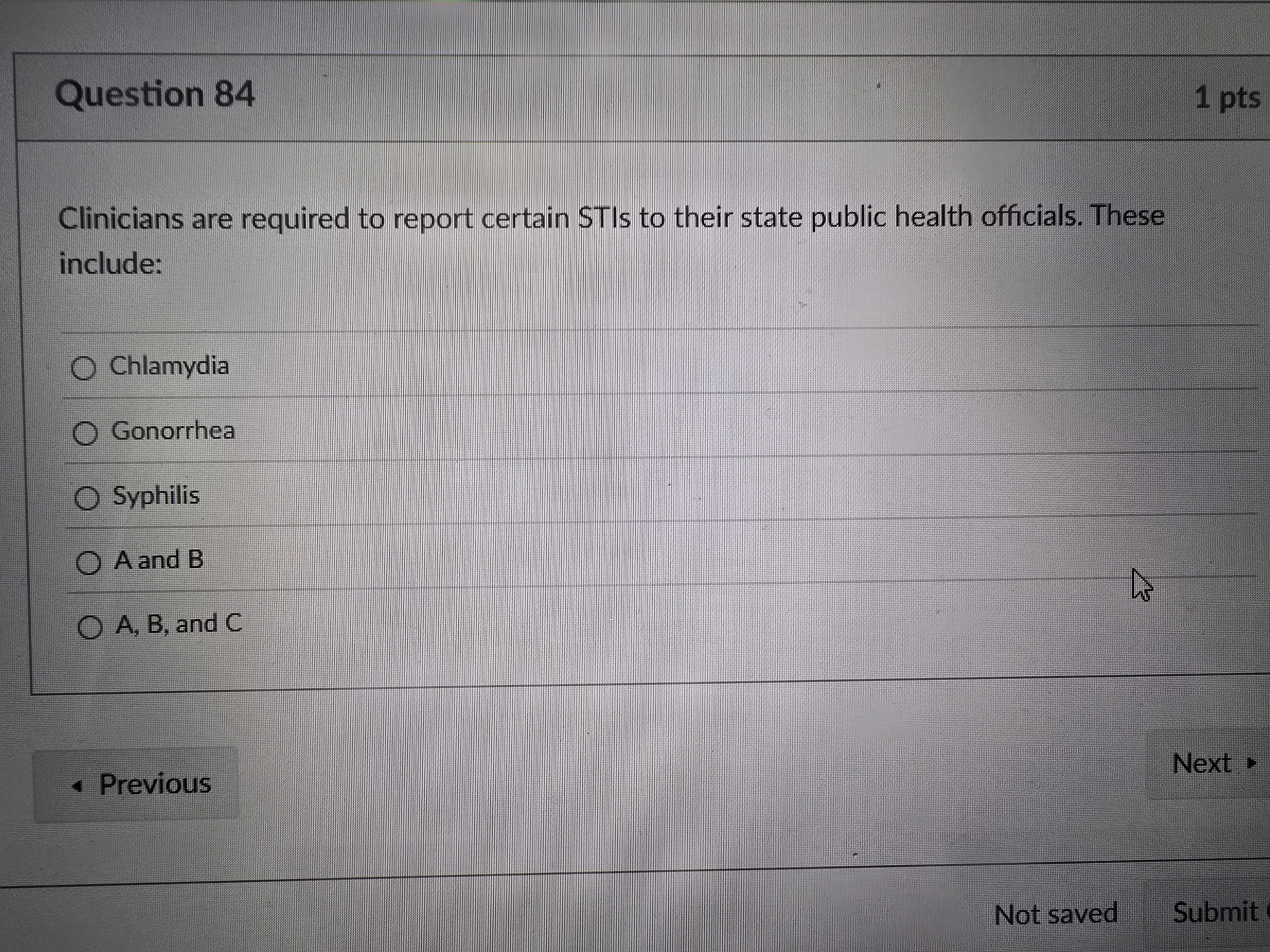 the question Question 84 1 pts Clinicians are