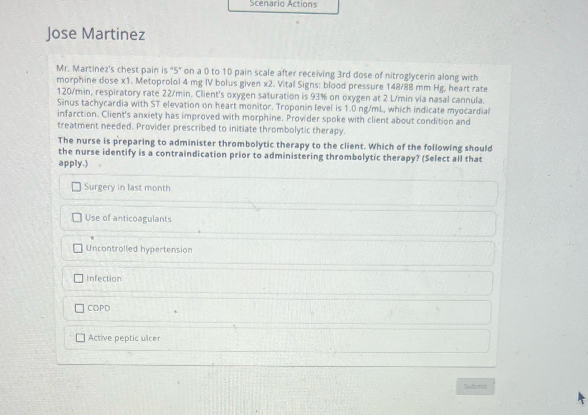 Scenario Actions Jose Martinez Mr. Martinez's