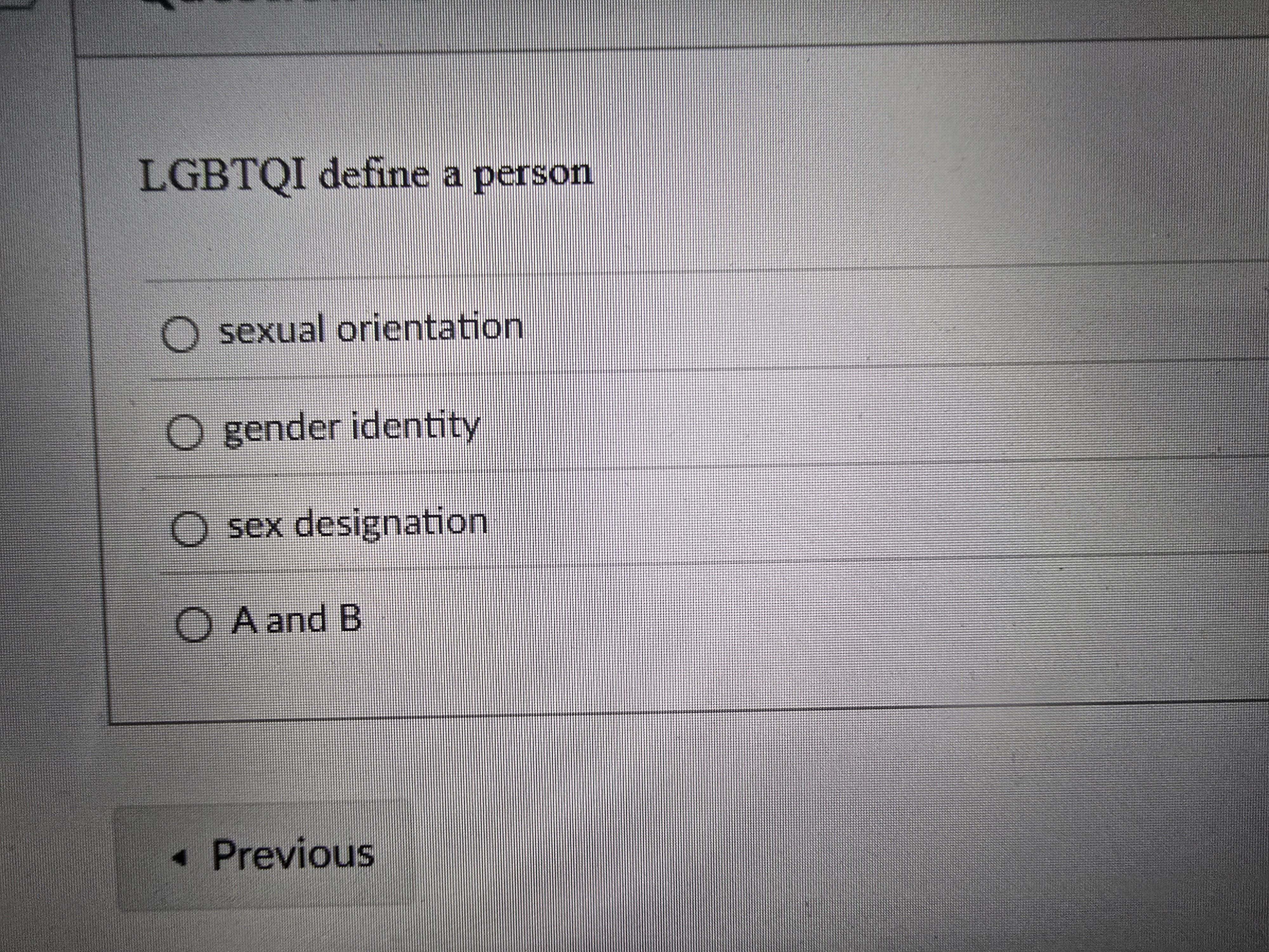 the question LGBTQI define a person sexual