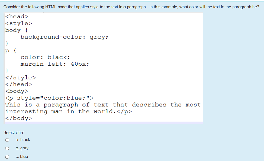 HTML/CSS multiple choics questions, please help;