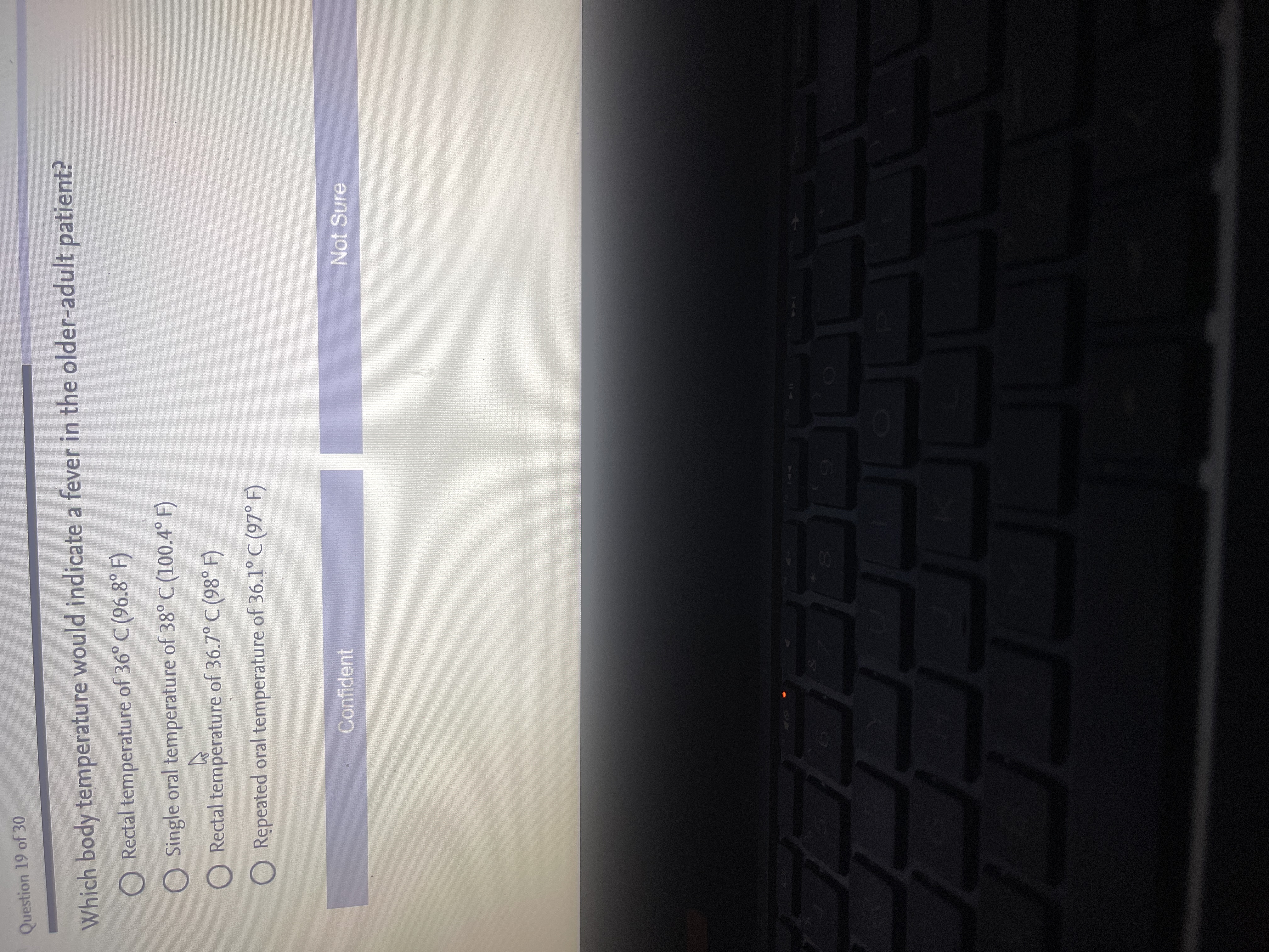 Question 19 of 30 Which body temperature would