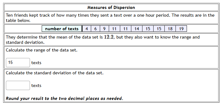 Measures of Dispersion Ten friends kept track of