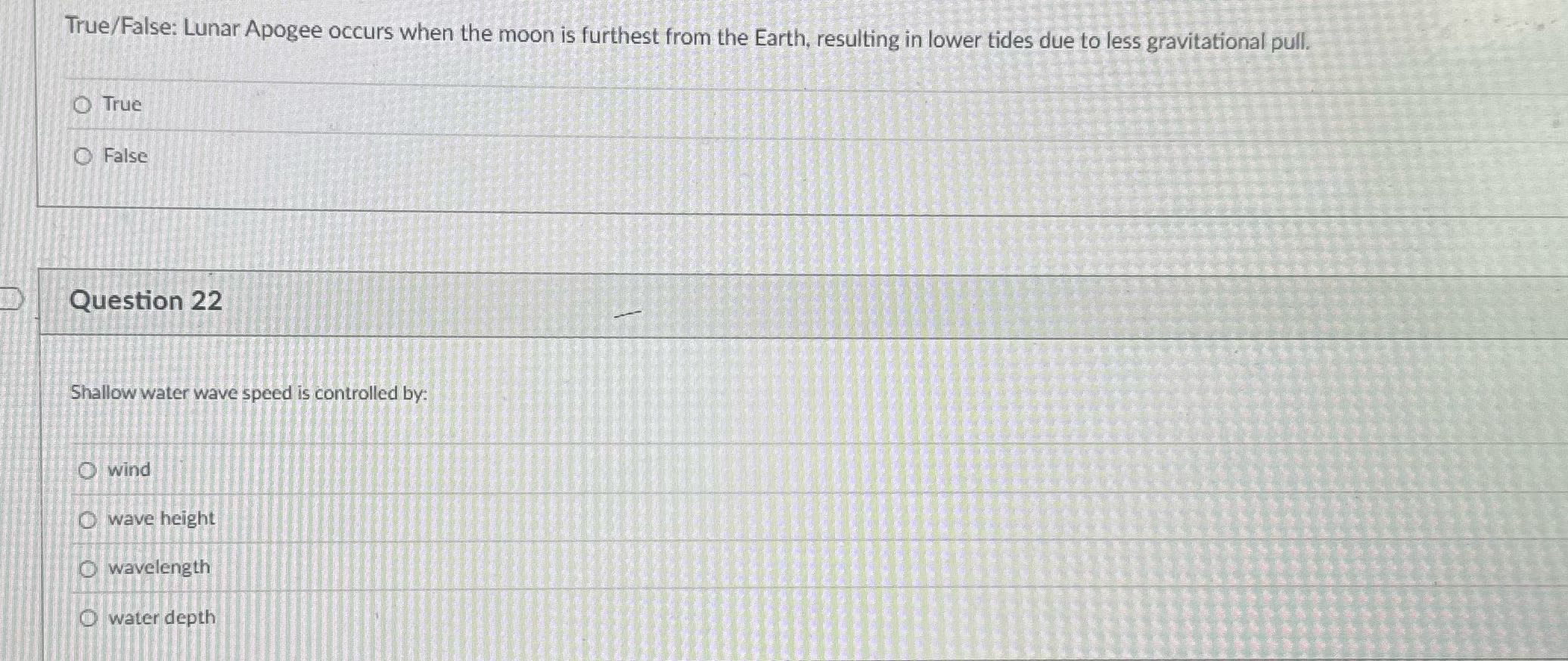 True/False: Lunar Apogee occurs when the moon is