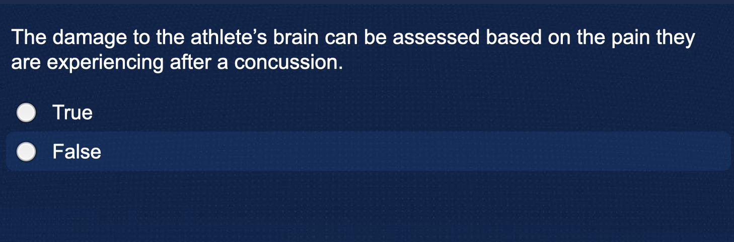 The damage to the athlete's brain can be assessed