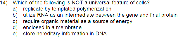 4 14) Which of the following is NOT a universal