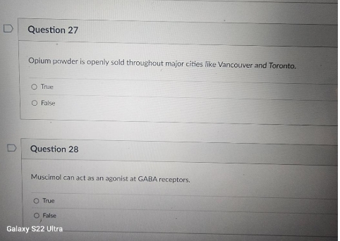 a D Question 27 Opium powder is openly sold