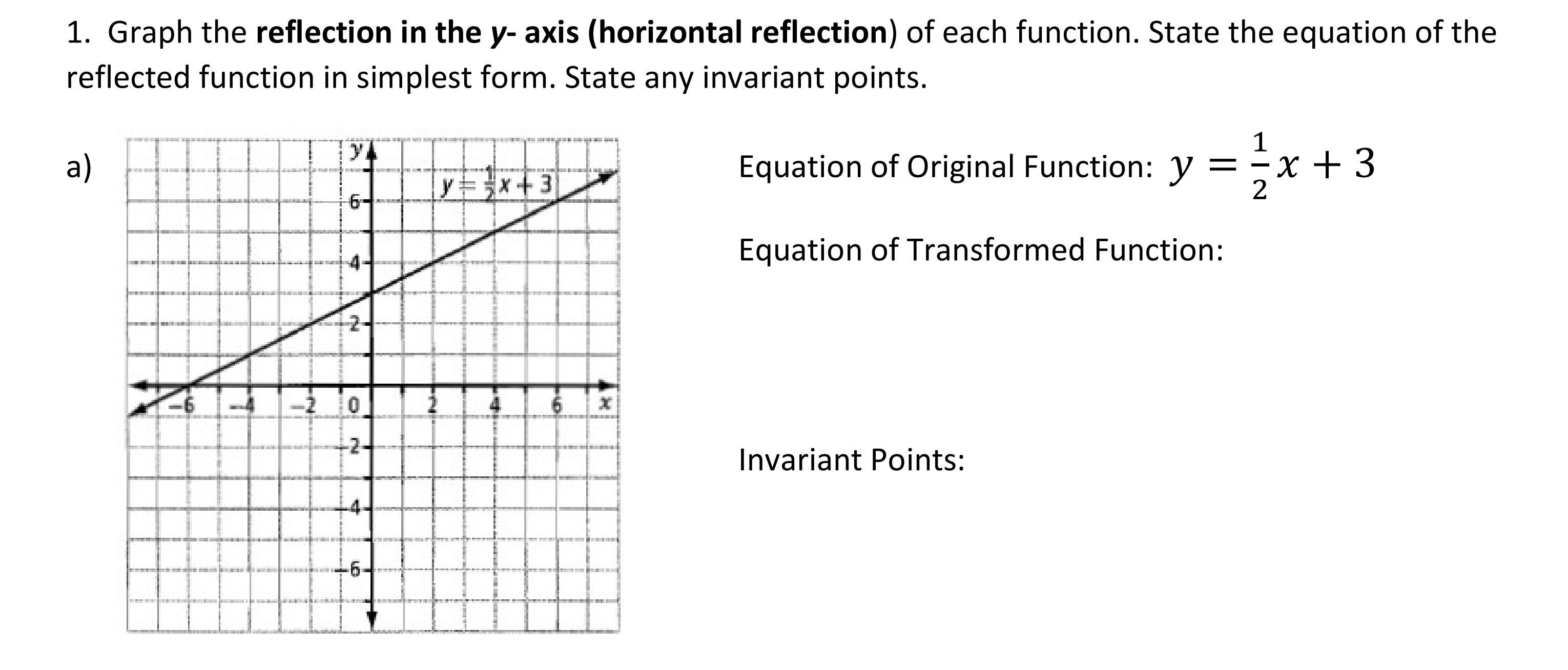 solve 1. Graph the reflection in the y- axis