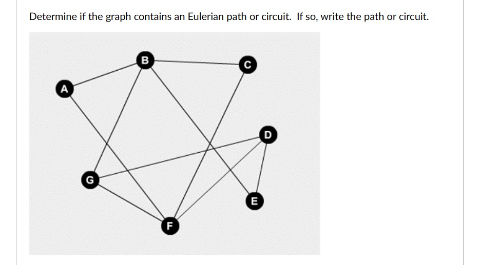 show work Determine if the graph contains an