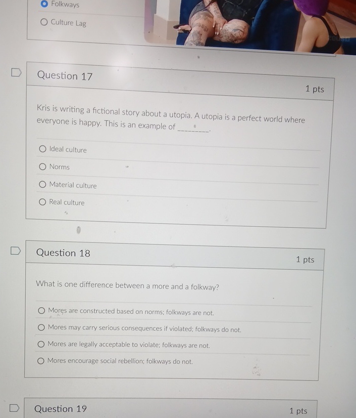 Best answers Folkways O Culture Lag D Question 17