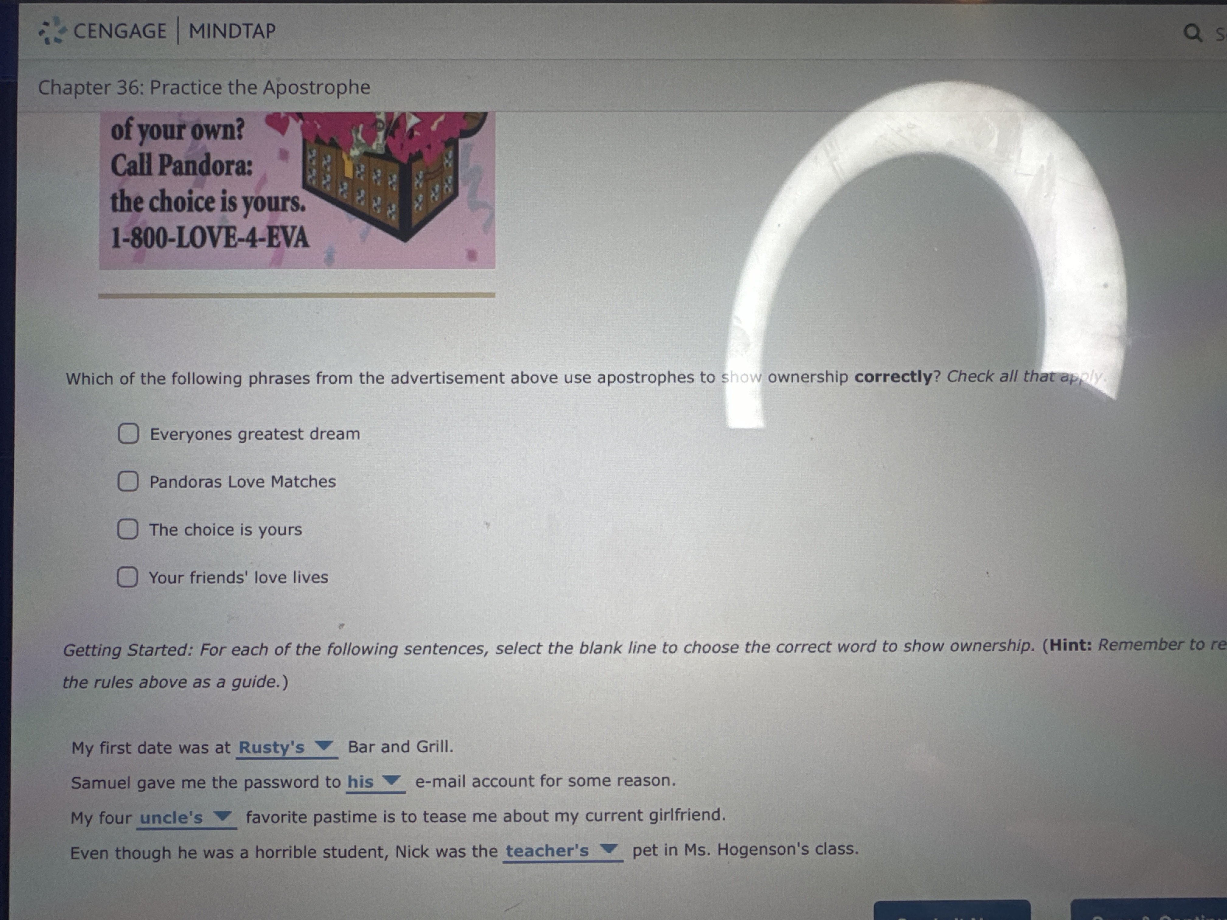 CENGAGE | MINDTAP Q s Chapter 36: Practice the