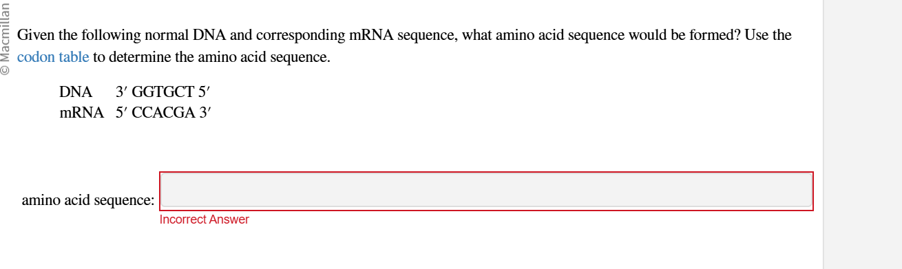 solve Macmillan Given the following normal DNA