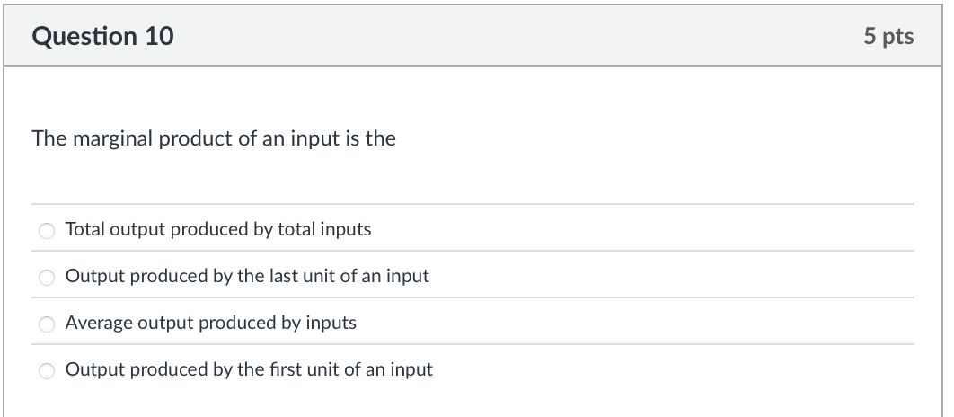 what's the correct answer The marginal product of