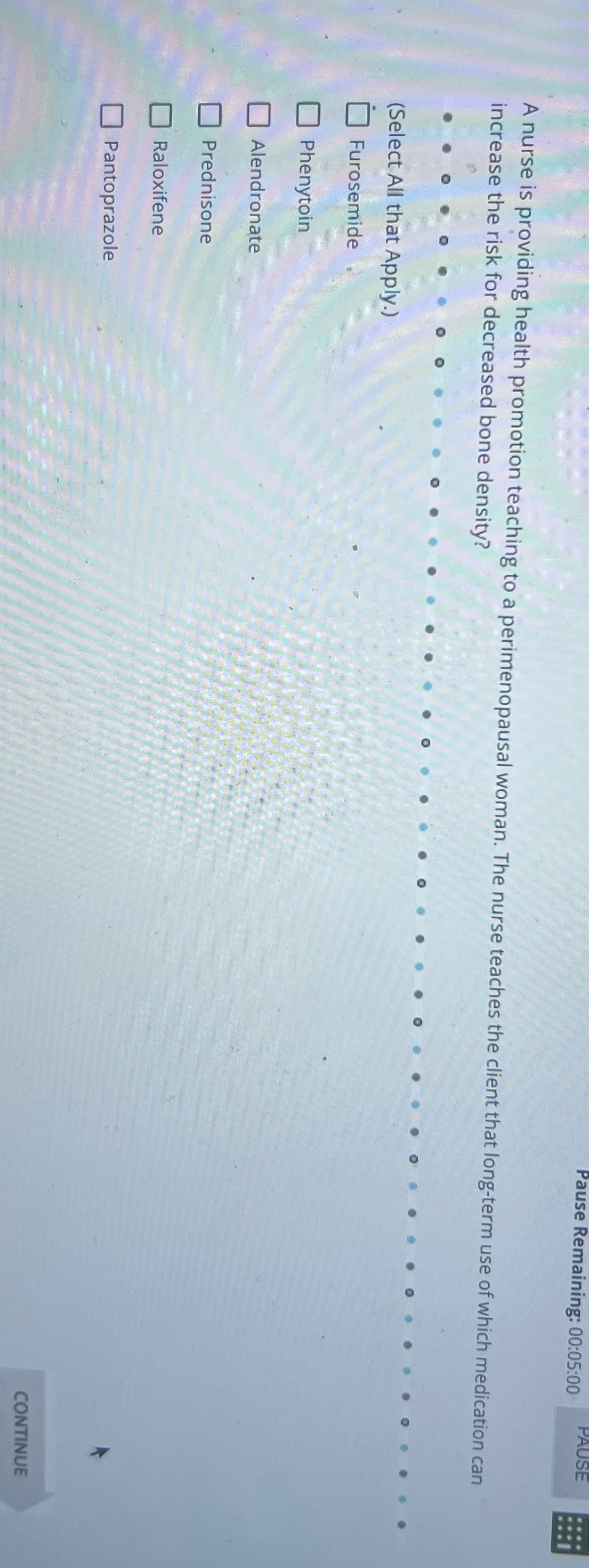 Pause Remaining: 00:05:00 PAUSE A nurse is