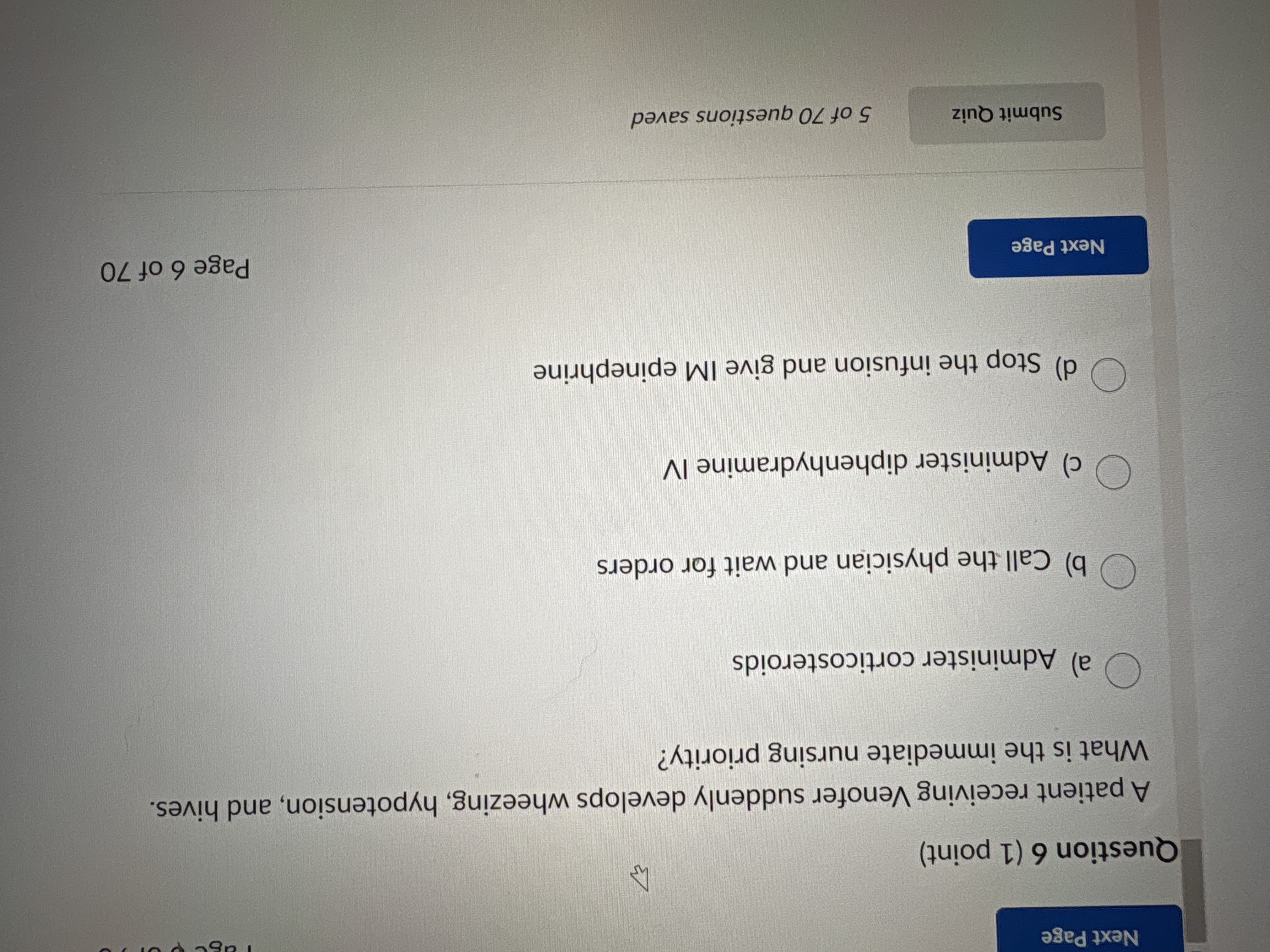 What is the answer Next Page Question 6 (1 point)