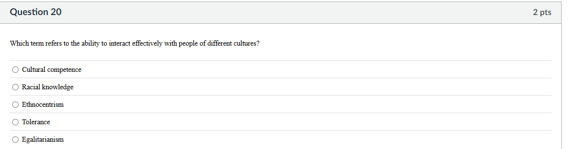 solve Question 20 2 pts Which term refers to the