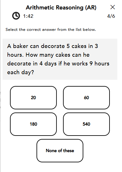 arithimetic Arithmetic Reasoning (AR) x 1:42 4/6