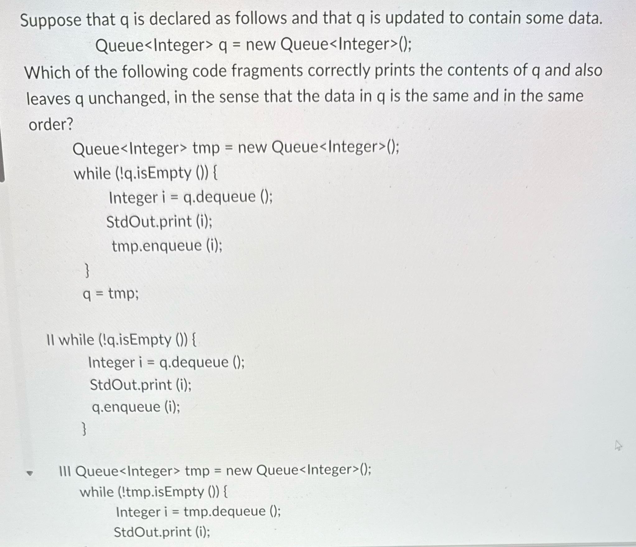 Solve Suppose that q is declared as follows and