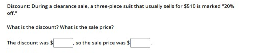 solve Discount: During 3 clearance sale, a