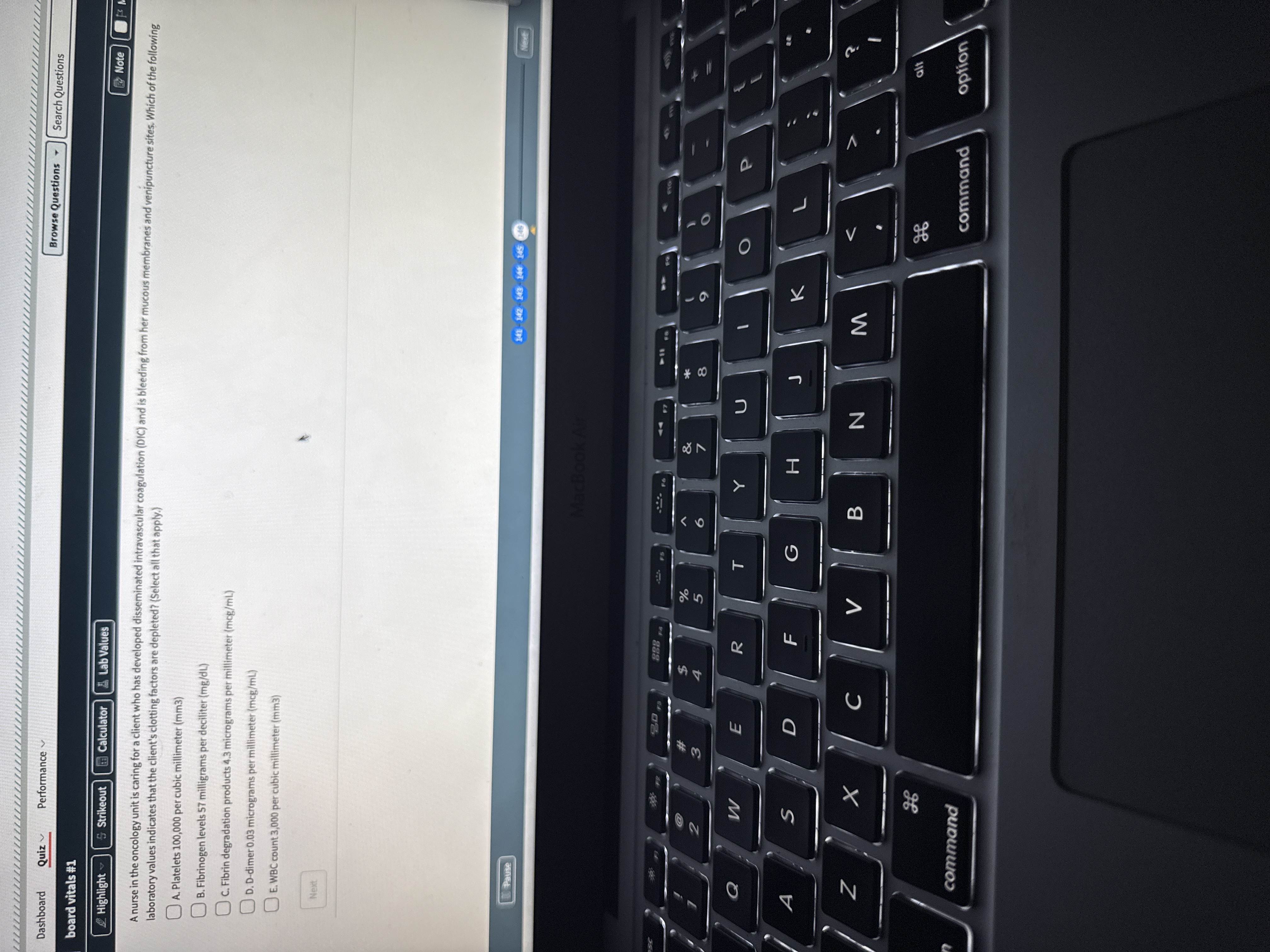 Dashboard Quiz ~ Performance Browse Questions .