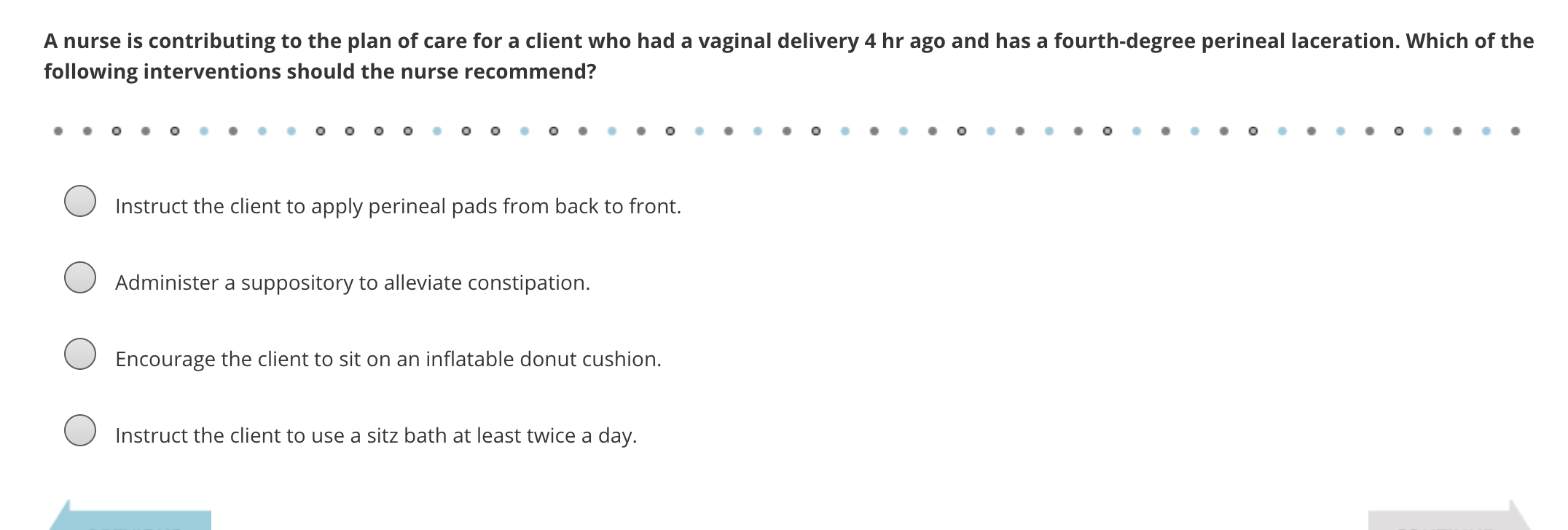 x A nurse is contributing to the plan of care for