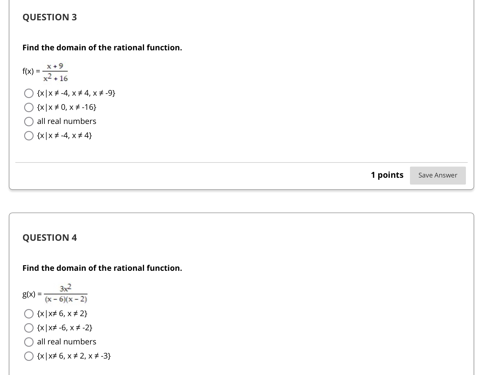 Solve QUESTION 3 Find the domain of the rational