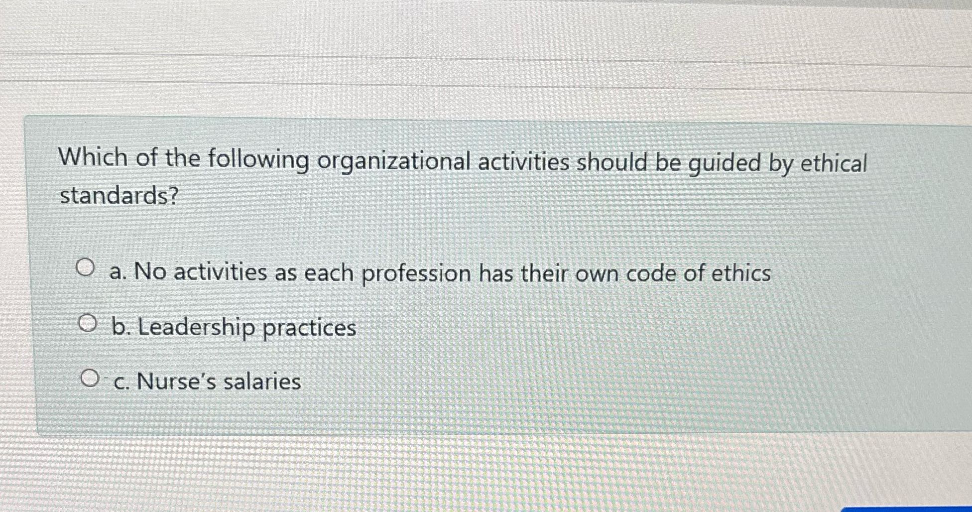 the question Which of the following