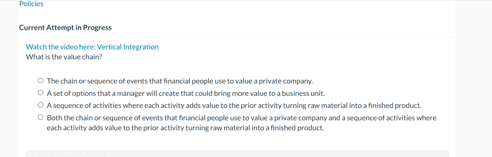 solve Policies Current Attempt in Progress Watch