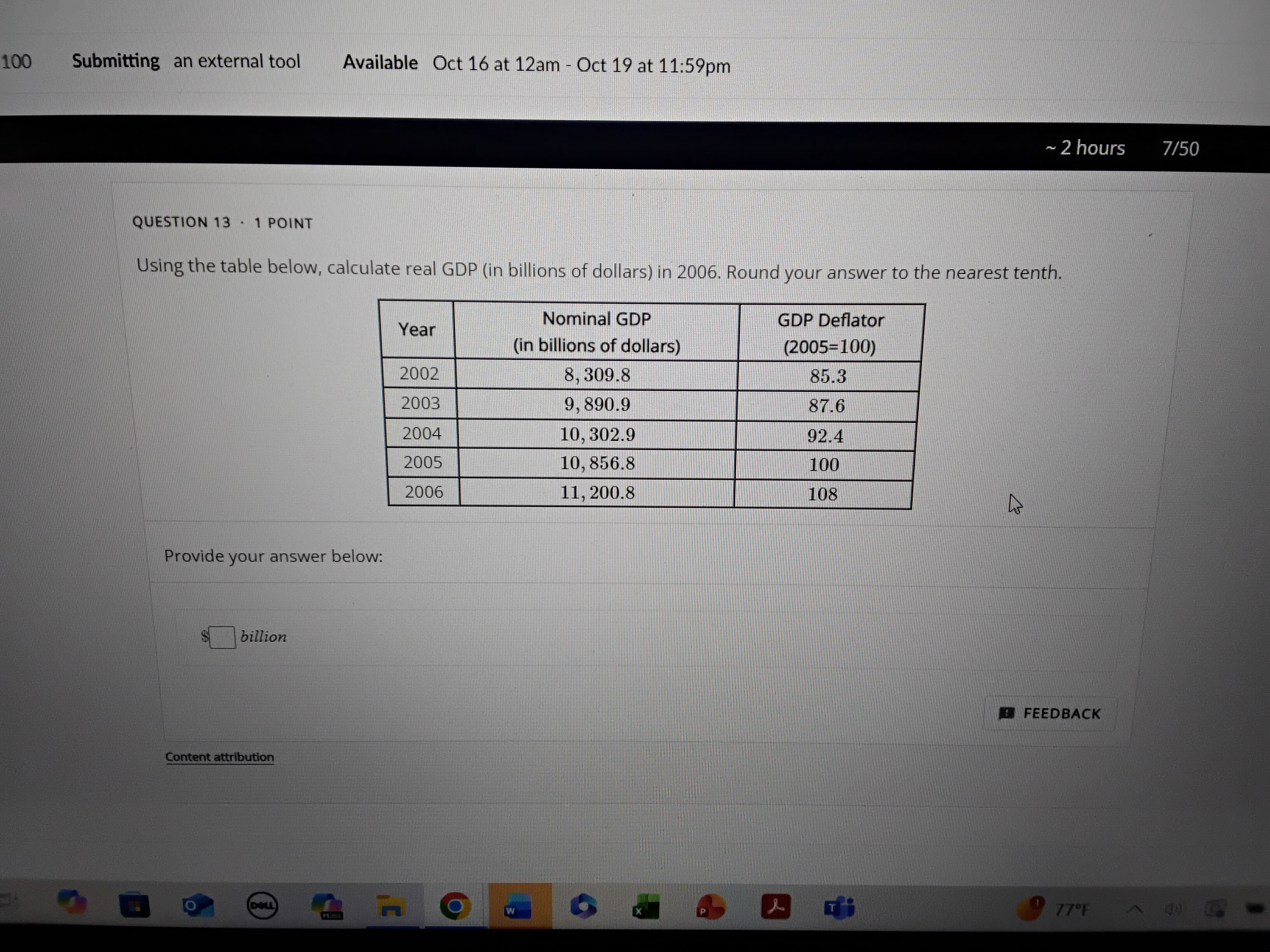 I need the answer 100 Submitting an external tool