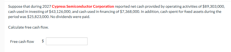 the attached Suppose that during 2027 Cypress