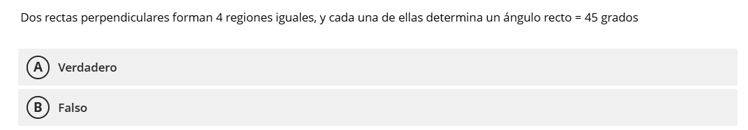 Dos rectas perpendiculares forman 4 regiones