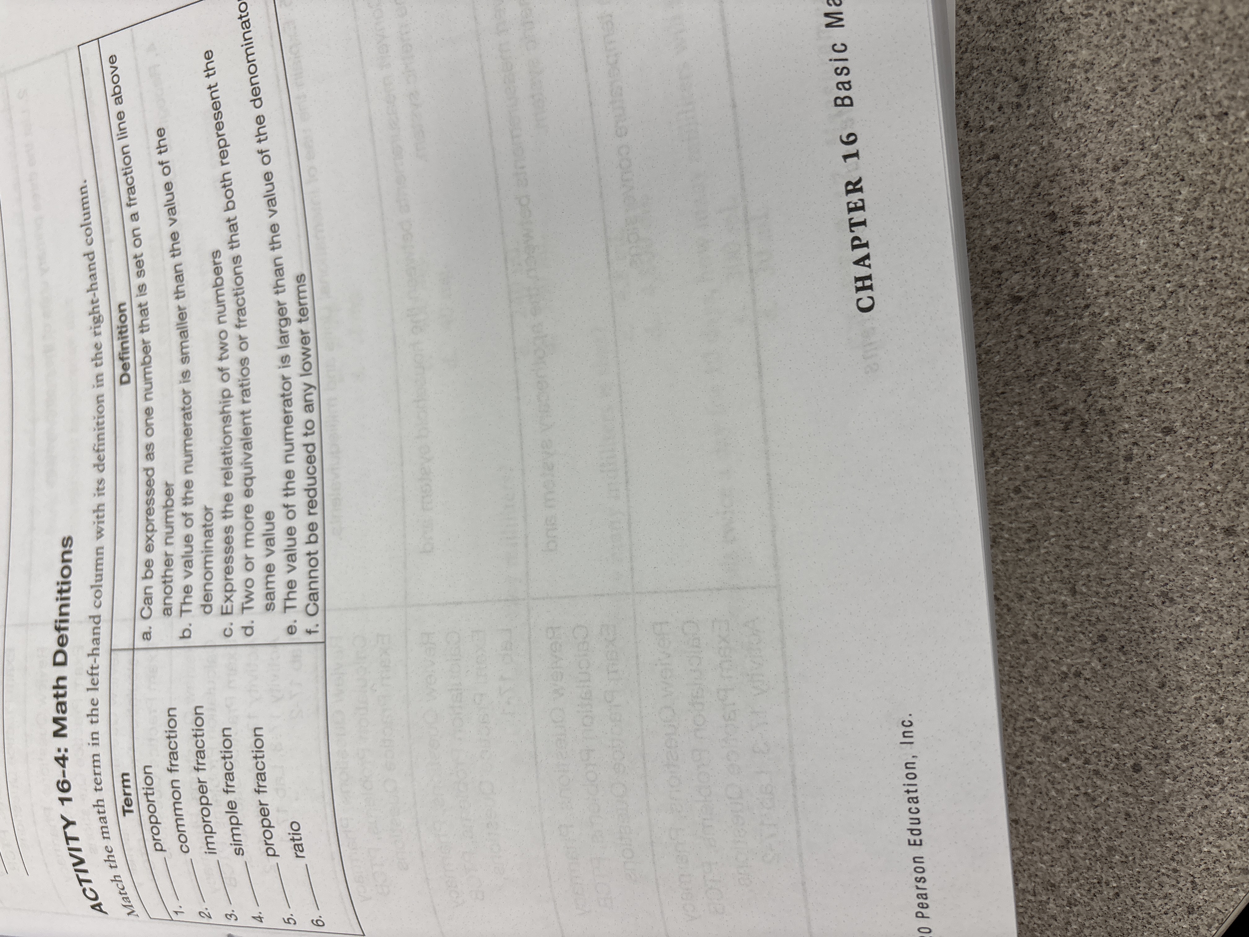 ACTIVITY 16-4: Math Definitions Term ch the math