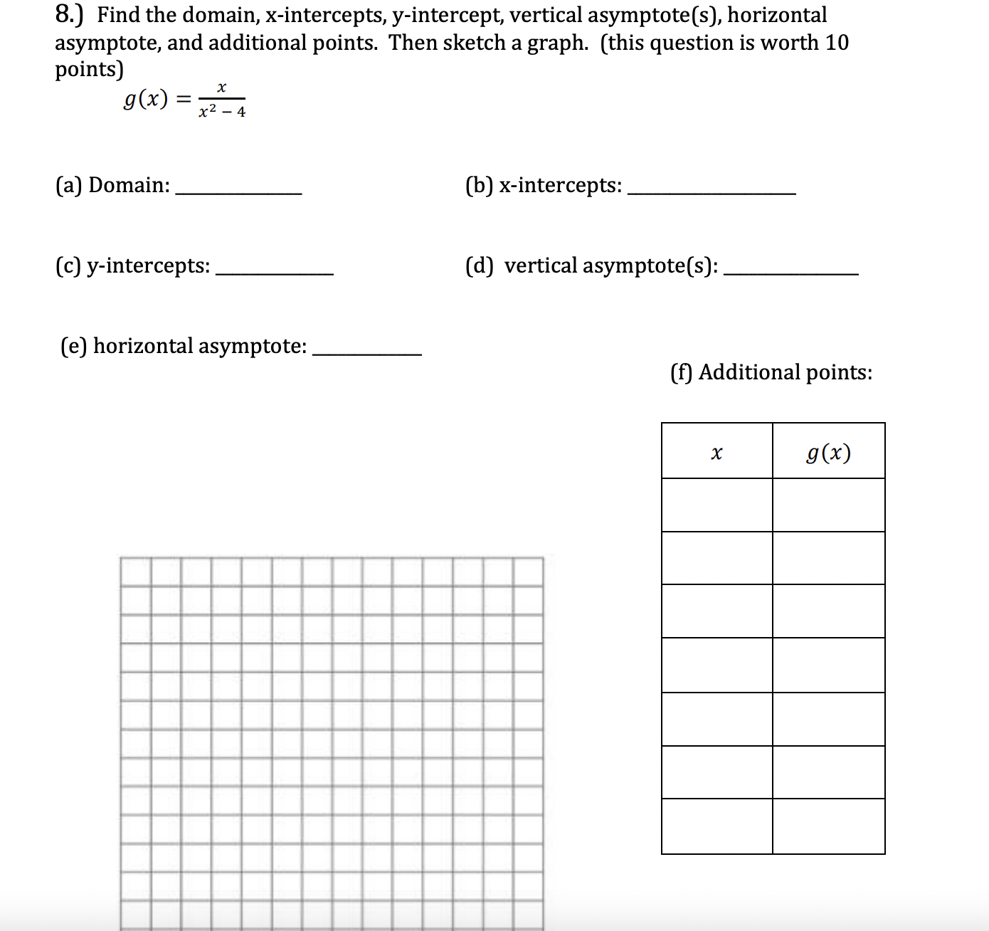 Find the domain, x-intercepts, y-intercept,