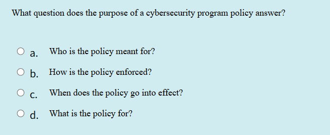 the question What question does the purpose of a