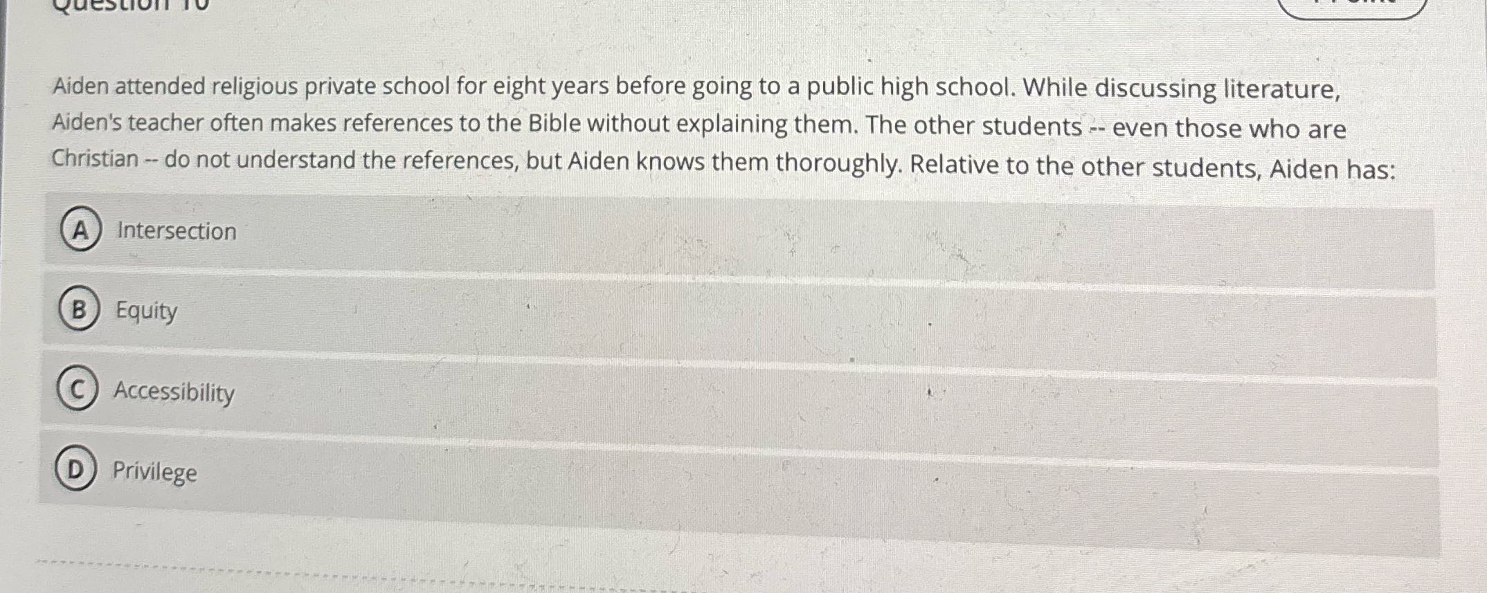 can i have the answer please? Aiden attended