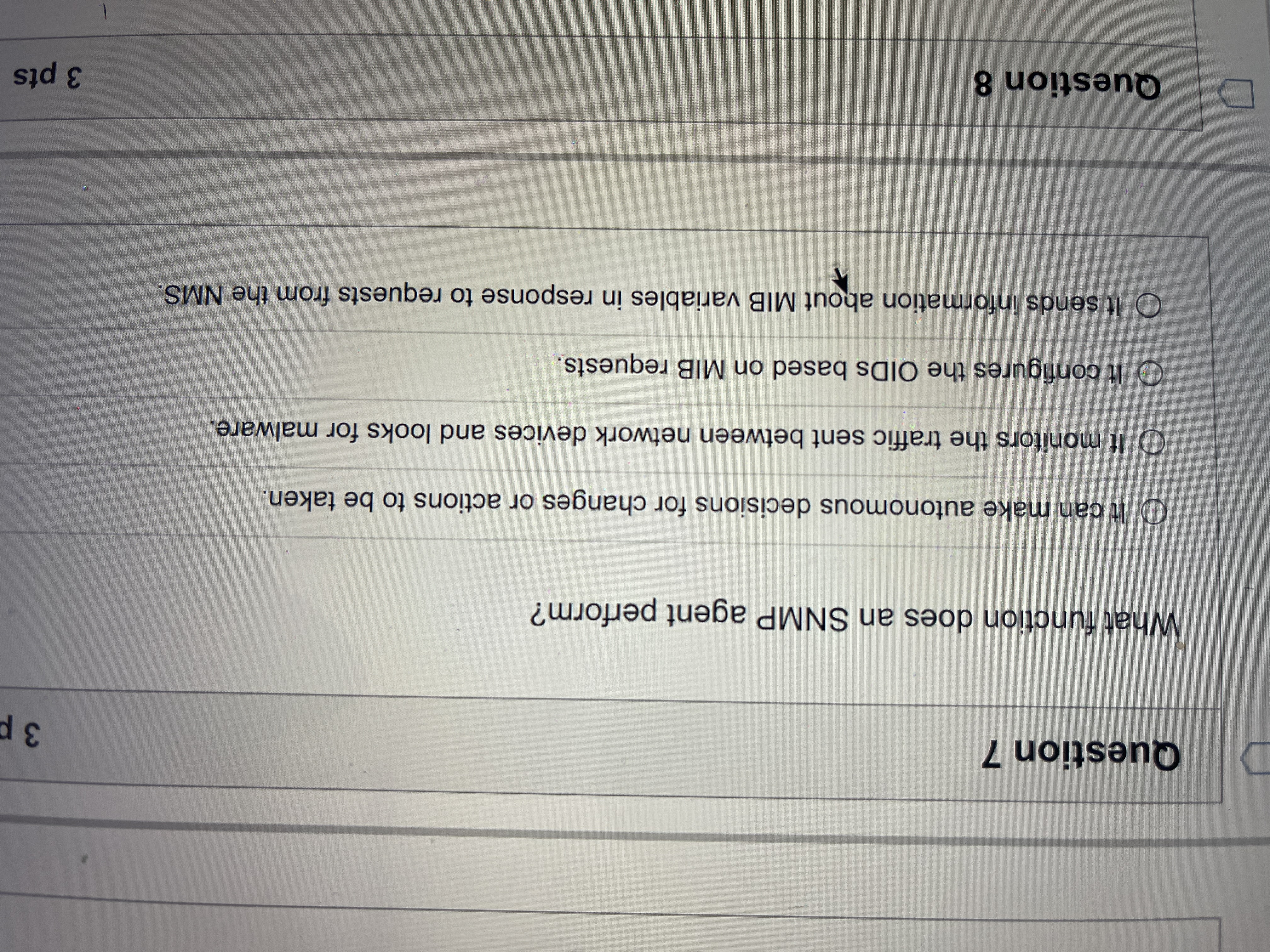What's the answer? D Question 7 3 p What function