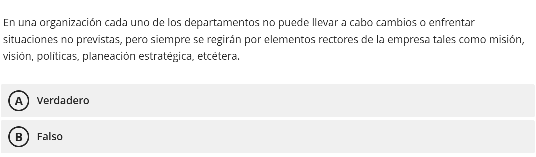 En una organizacion cada uno de los departamentos