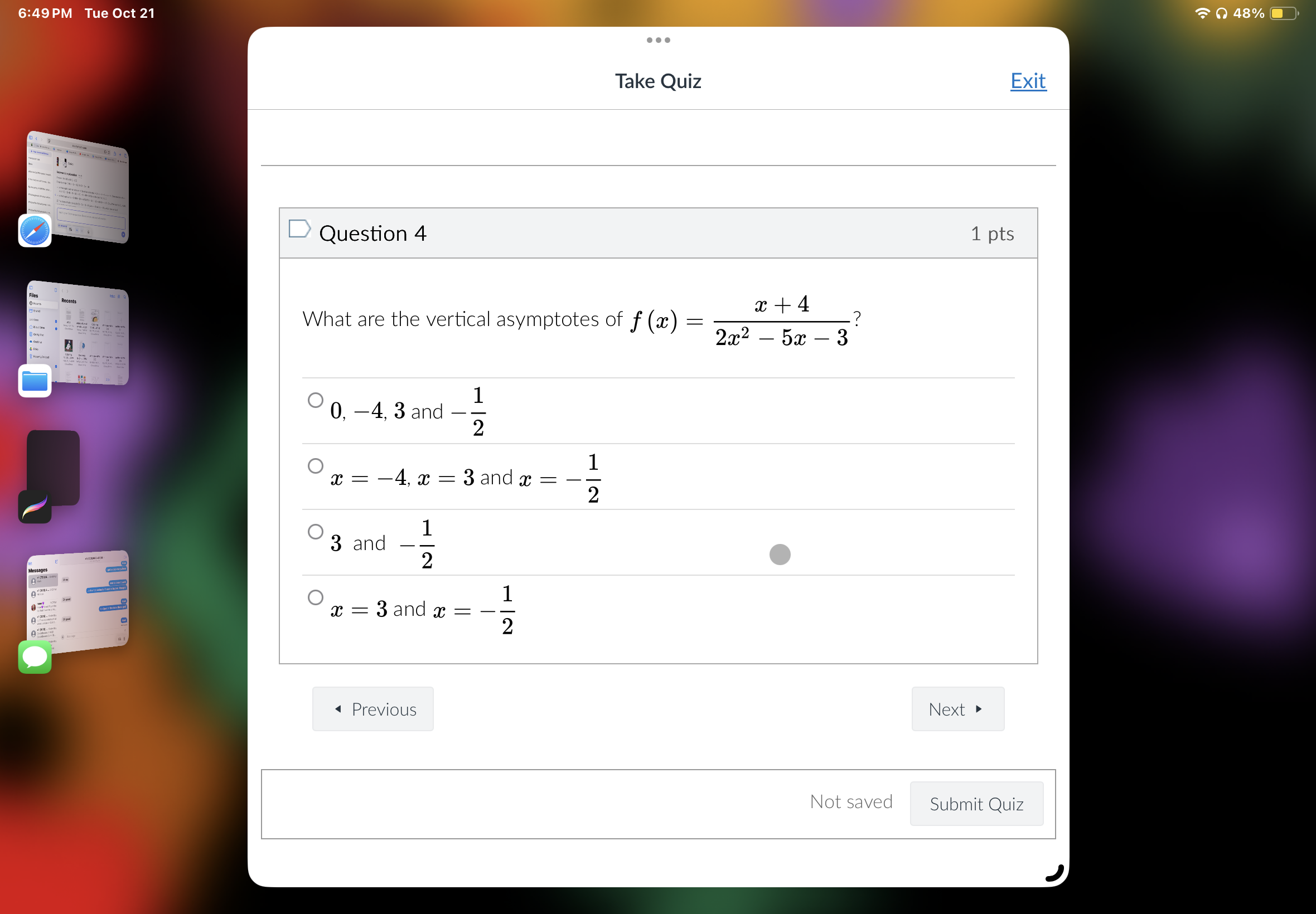 Solve 6:49 PM Tue Oct 21 48% Take Quiz Exit