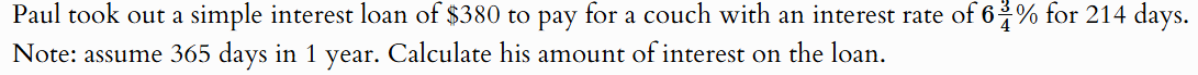 solve Paul took out a simple interest loan of