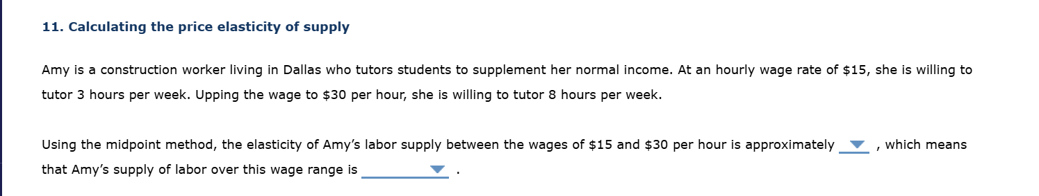 solve 11. Calculating the price elasticity of