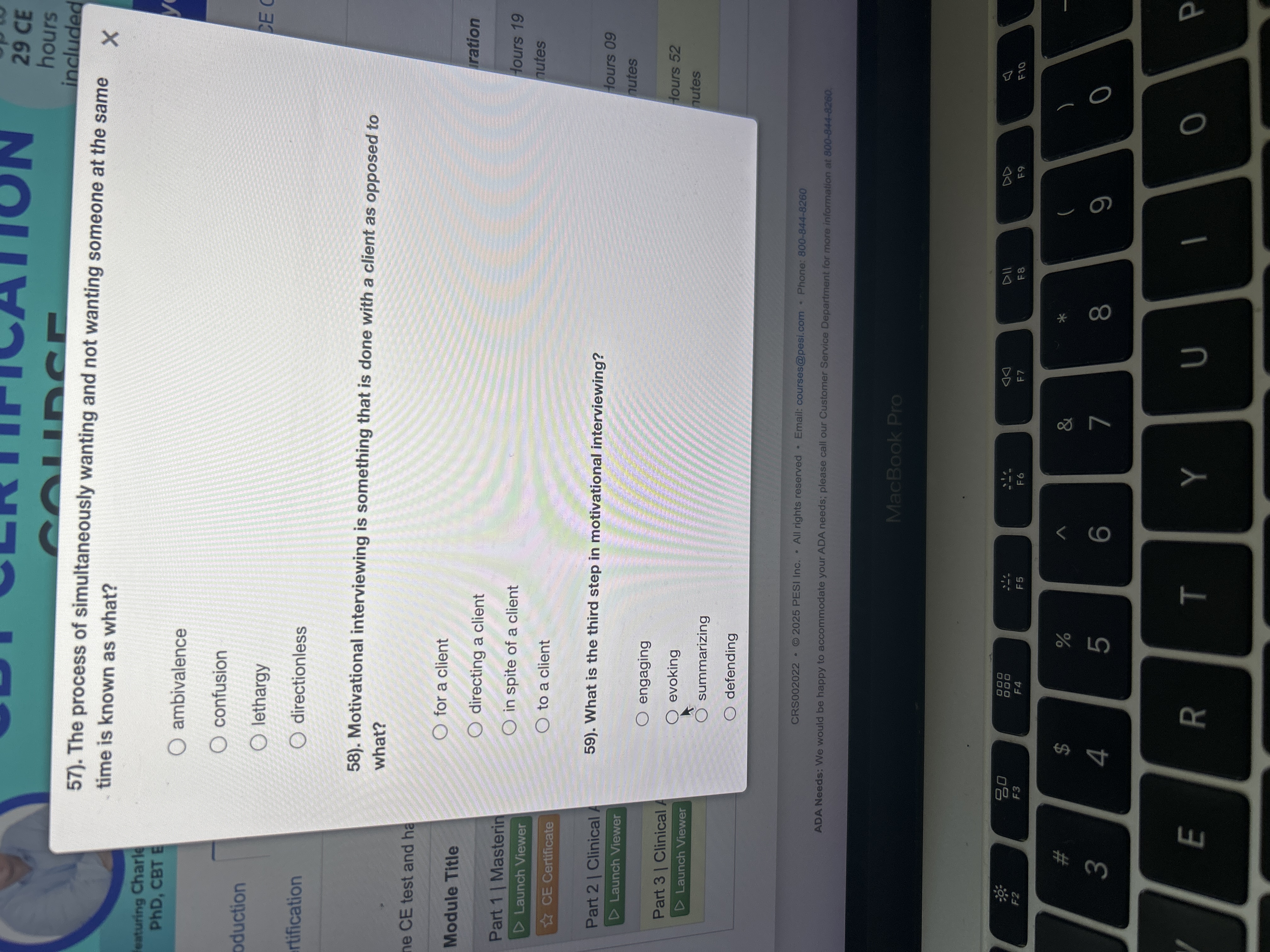 The correct answer IFICATION 29 CE AUD hours