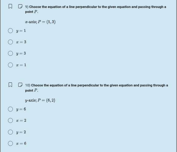 solve 9) Choose the equation of a line