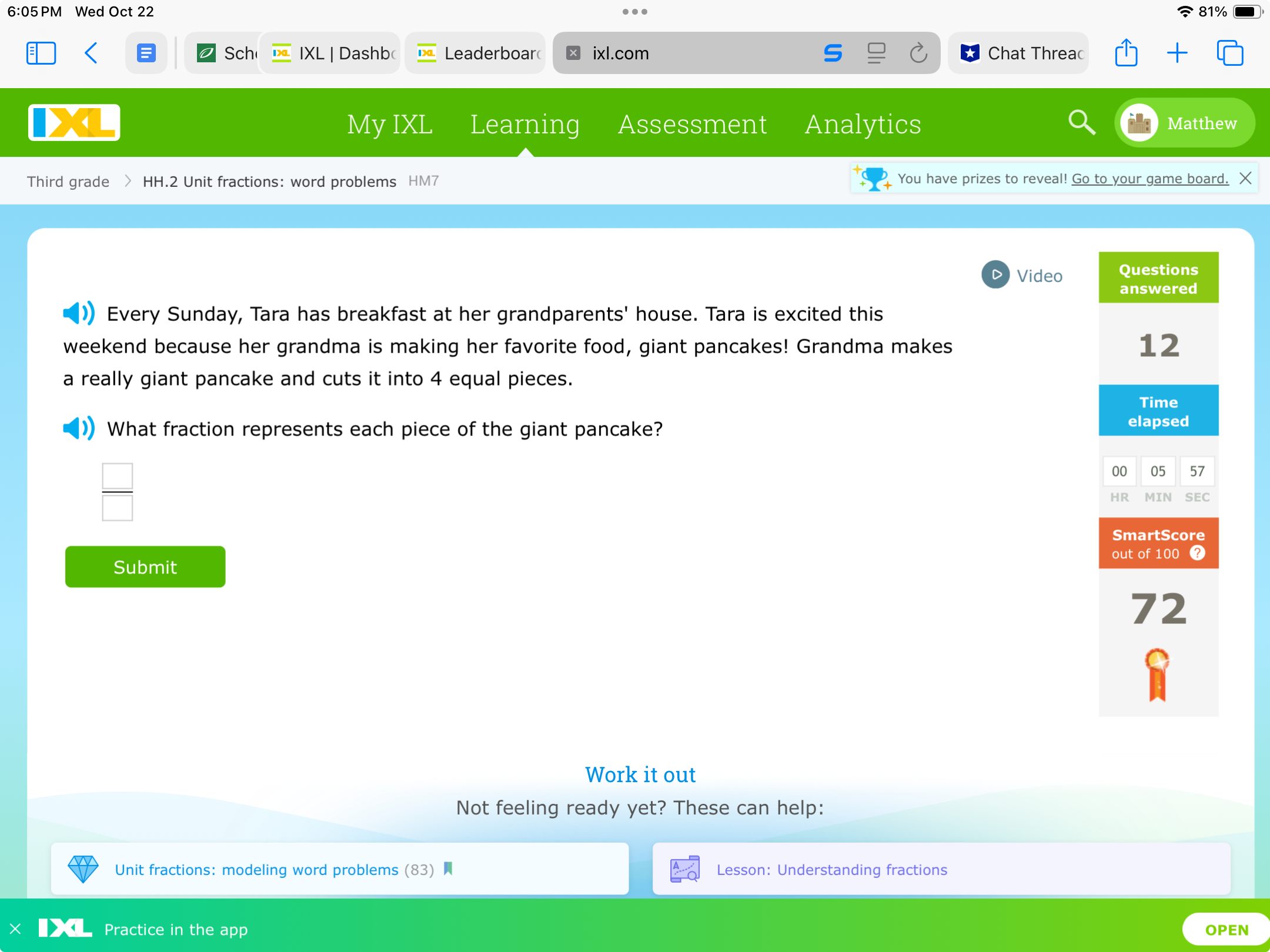 6:05 PM Wed Oct 22 . . . 81% O ED HH.2 Unit